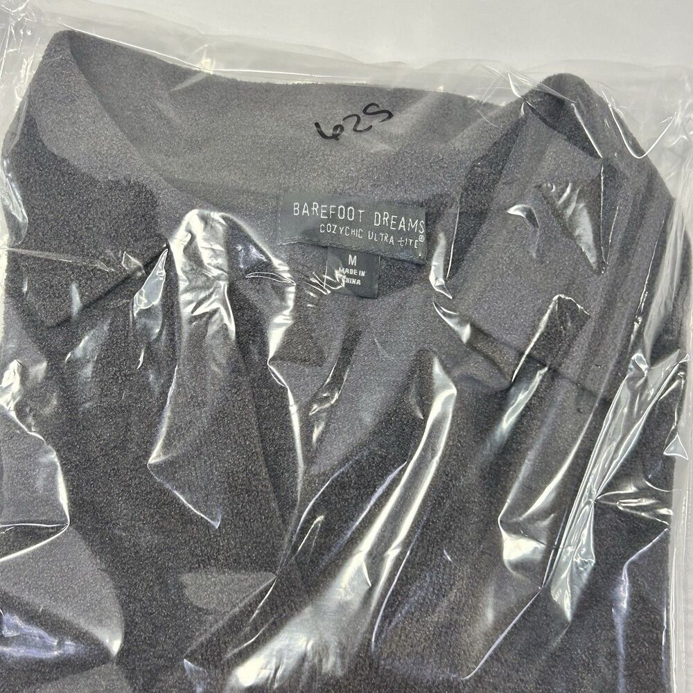 Barefoot Dreams CozyChic Ultra Lite Collared Pullover Side Slits Sz M Dark Gray - Picture 8 of 8